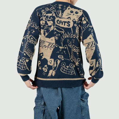 Delia - Jersey de punto con dibujo de gato