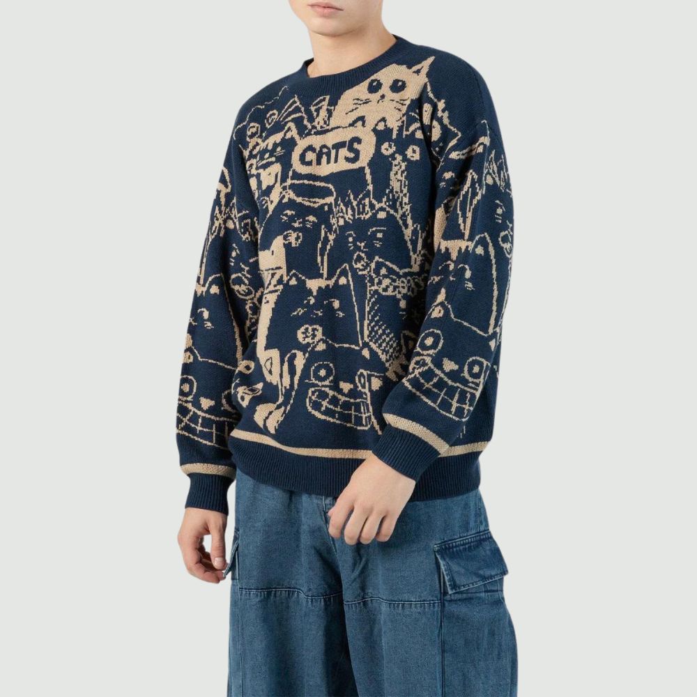 Delia - Jersey de punto con dibujo de gato