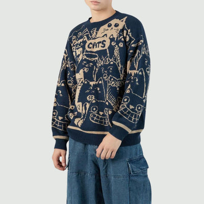 Delia - Jersey de punto con dibujo de gato