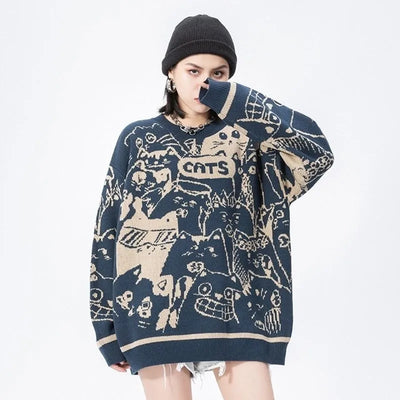 Delia - Jersey de punto con dibujo de gato