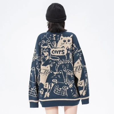 Delia - Jersey de punto con dibujo de gato