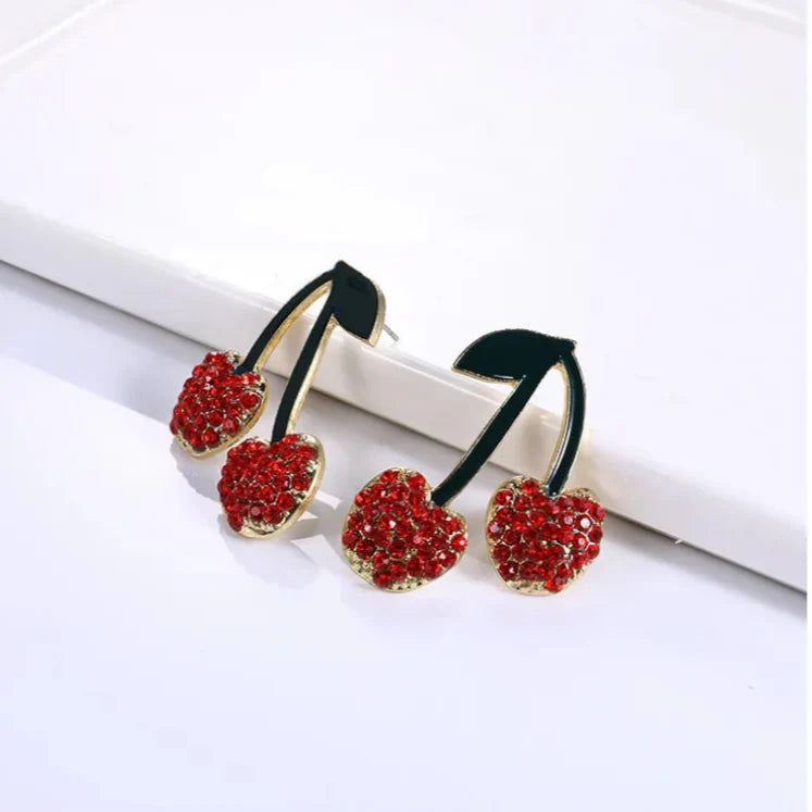 Pendientes Mujer Cereza Roja Cristales Verano - Anika