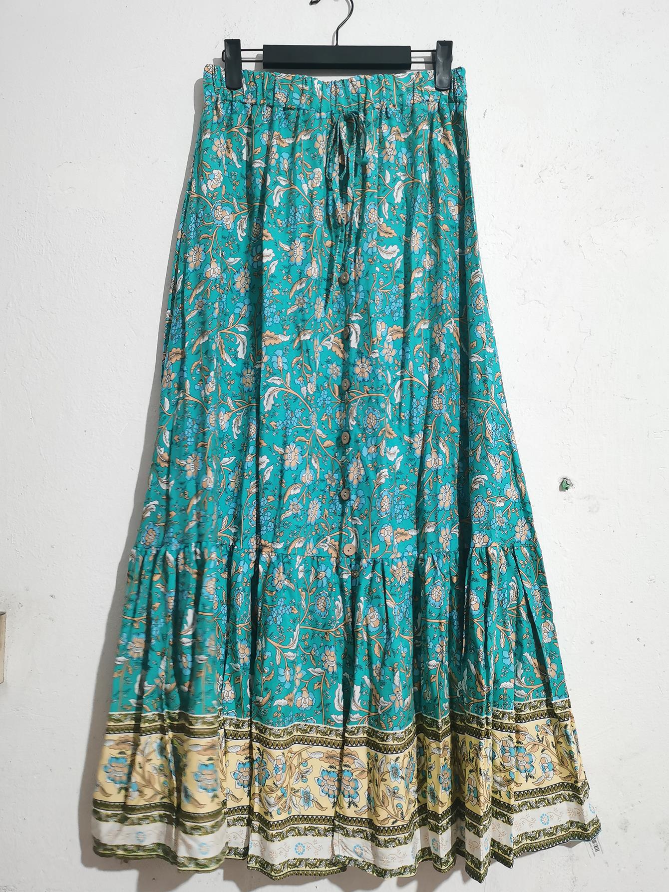 Falda mujer cintura alta con abertura estilo veraniego - Liora