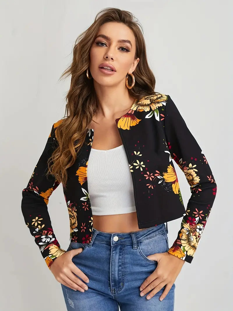 Fiona - Elegante blazer con abertura frontal y flores