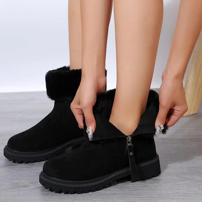 Anne - Botas de invierno de felpa con cremallera para mujer