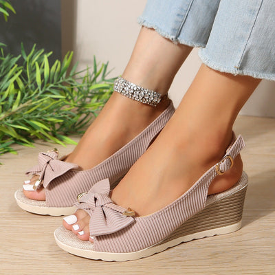 Sandalias para mujer de plataforma textil con lazo y pulsera ajustable - Natalia