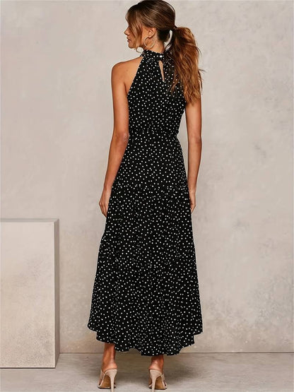 Cerelia - Vestido sin mangas con escote joya y lunares