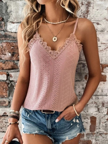 Susan - Camisa de mujer con cuello en V y encaje