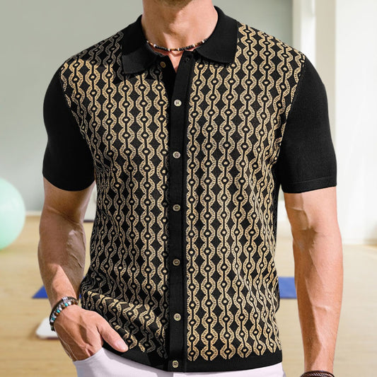 Camisa polo hombre tejido jacquard diseño geométrico - Esteban