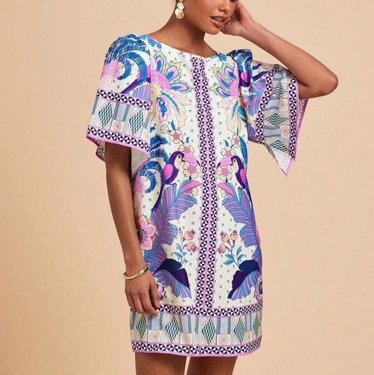 Vestido corto para mujer estampado floral estilo étnico - Nayeli