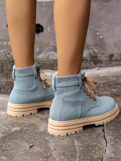 Botines casuales mujer lona texturizada estilo urbano - Martina