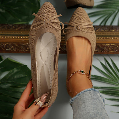 Bailarinas para mujer de punto transpirable con lazo decorativo - Camila