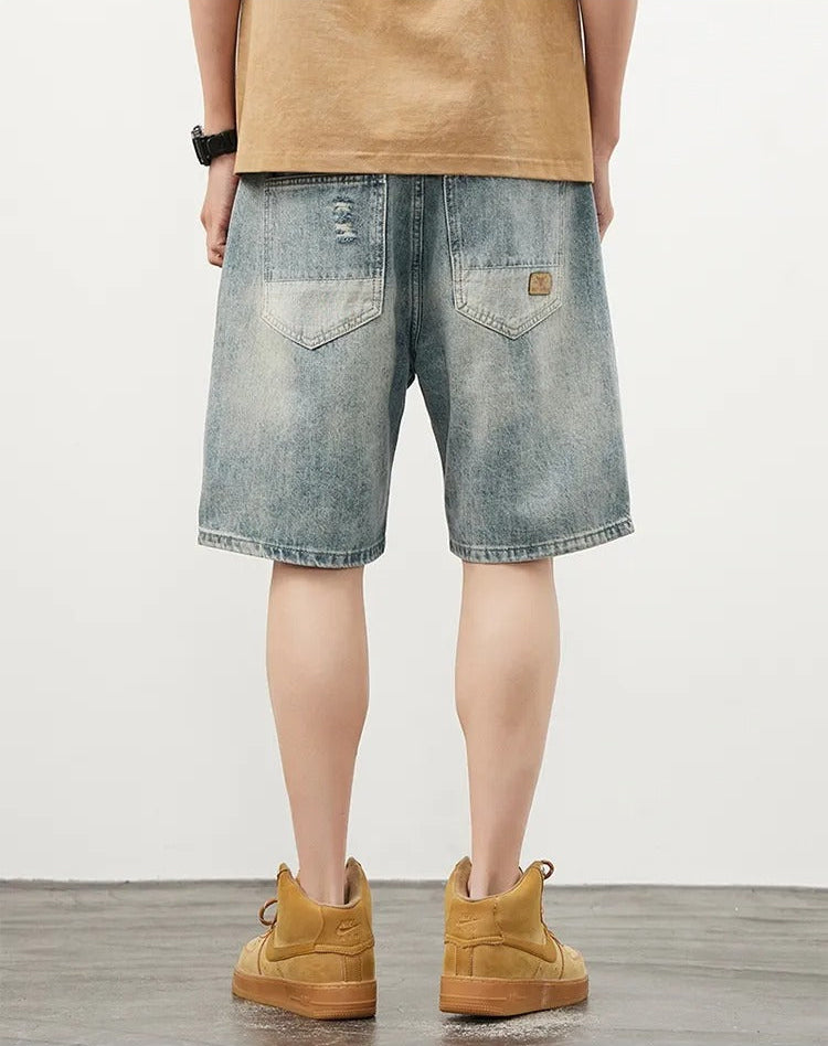 Pantalones cortos hombre denim desgastado estilo recto - Tomás
