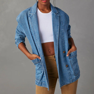 Chaqueta mujer denim lavado estilo blazer - Yalina