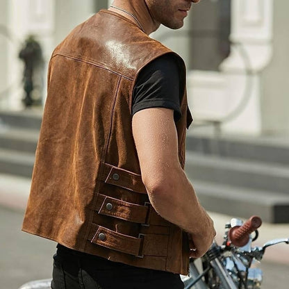 Chaleco hombre cuero sintético estilo motociclista - Ernesto