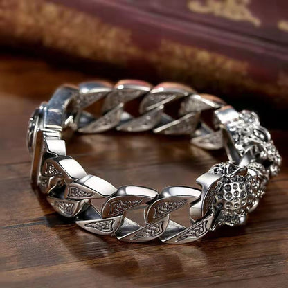 Pulsera hombre cabeza de leopardo diseño tribal metálico - Hekkan