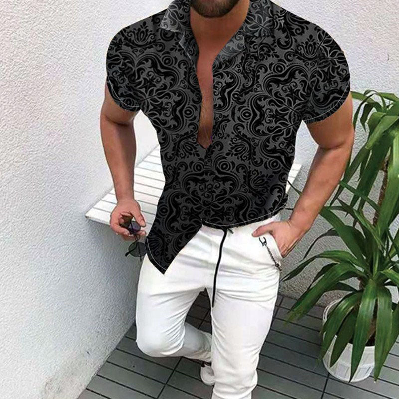 Camisa masculina estampada de manga corta para cualquier ocasión