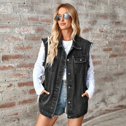 Chaleco mujer denim sin mangas estilo urbano - Julieta