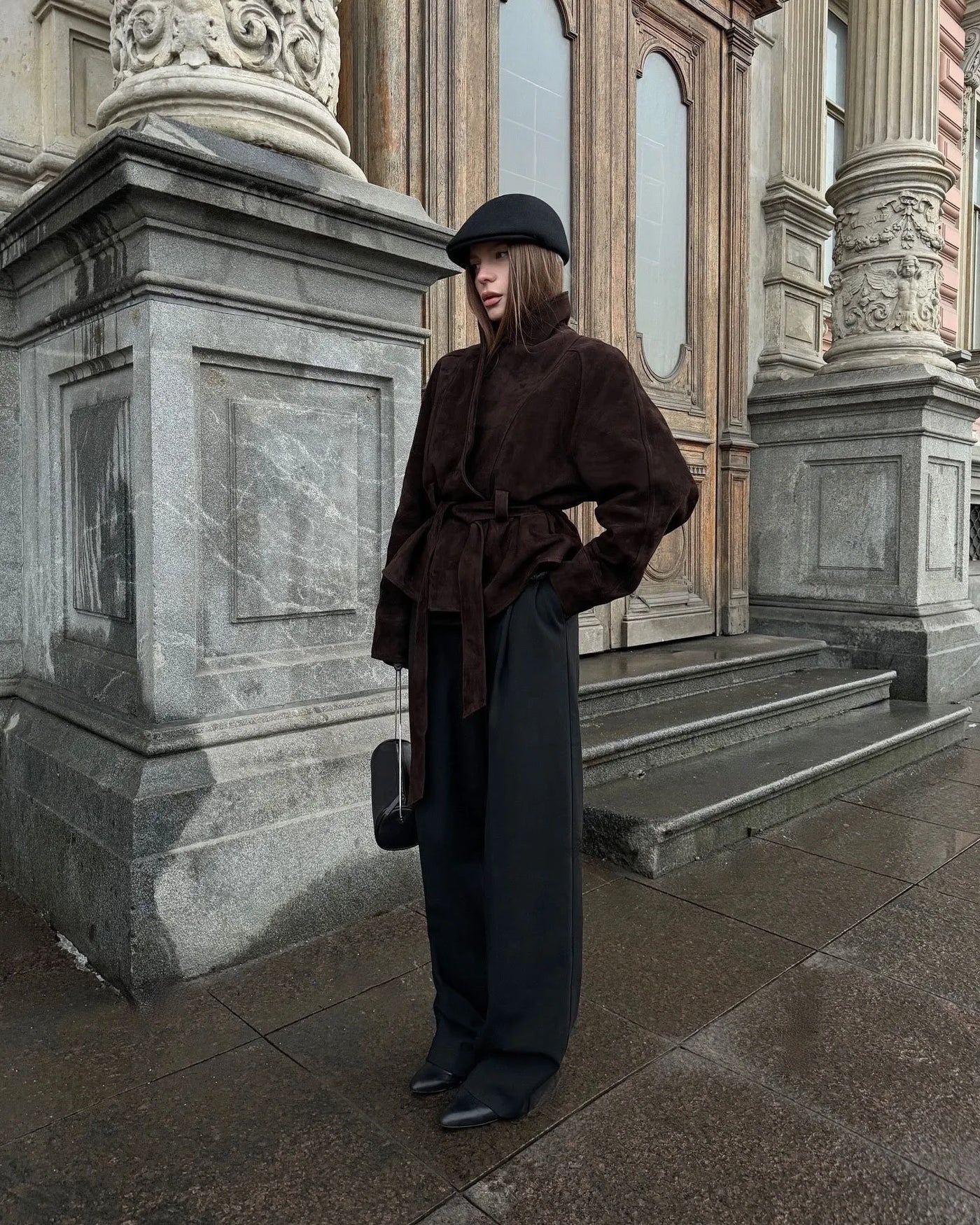 Chaqueta retro de ante de manga larga - Valentina