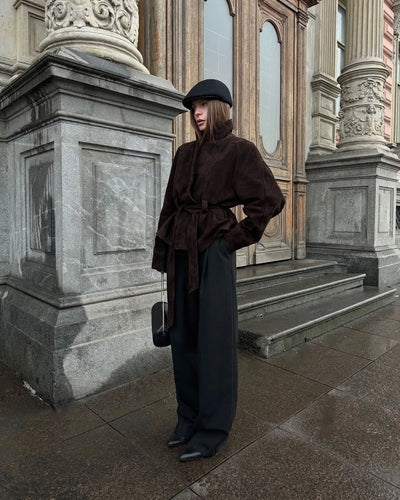 Chaqueta retro de ante de manga larga - Valentina