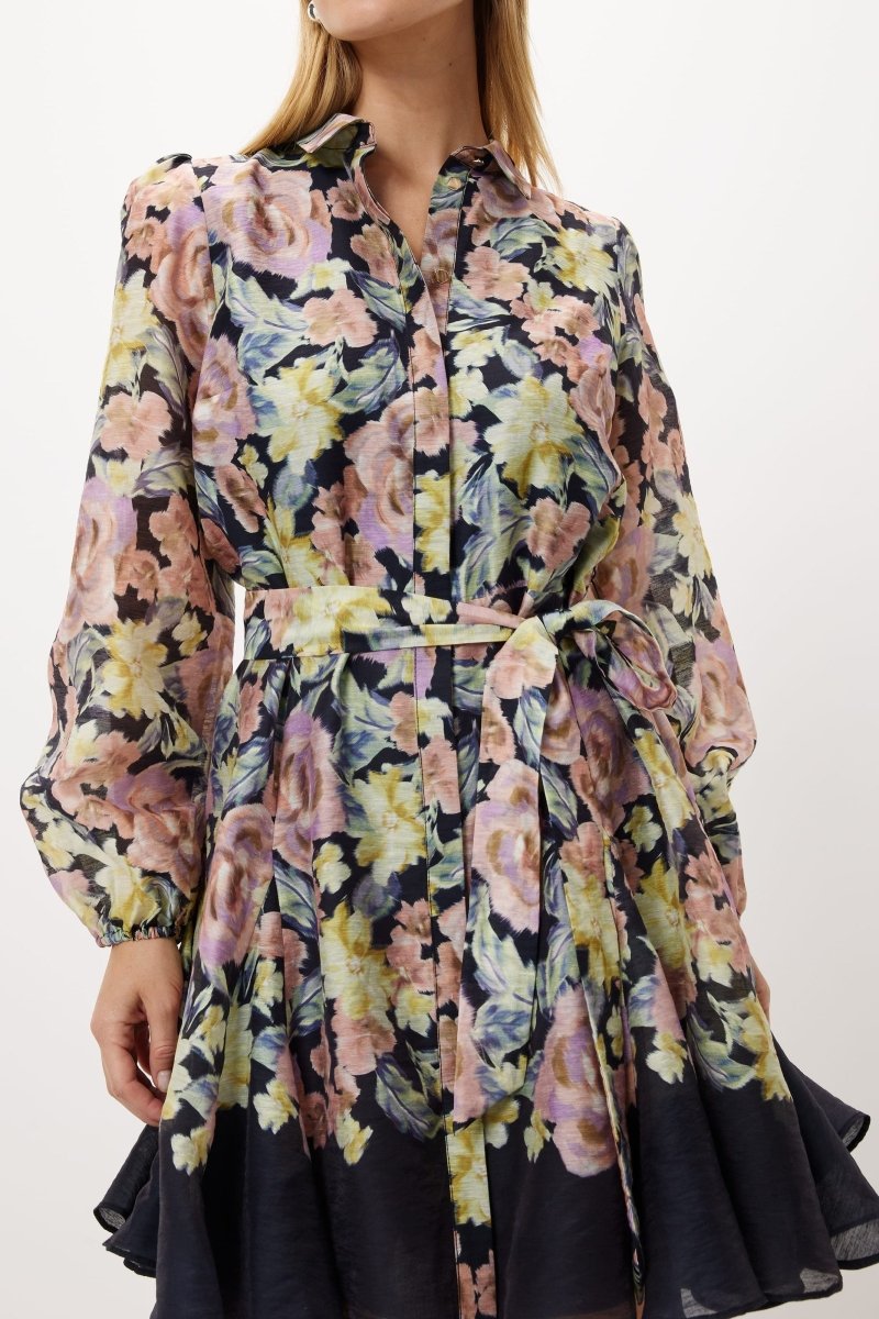 Aza - Minivestido acampanado estampado con cinturón