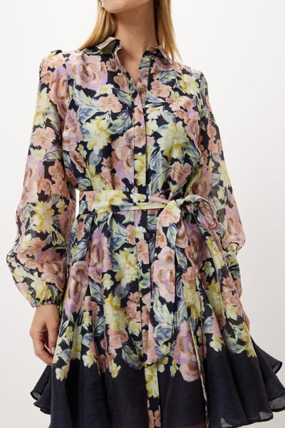 Aza - Minivestido acampanado estampado con cinturón