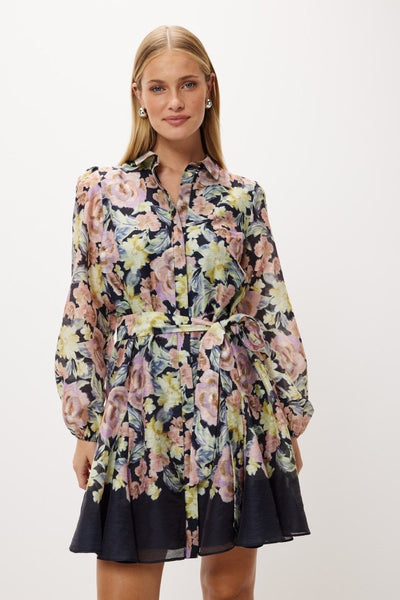 Aza - Minivestido acampanado estampado con cinturón