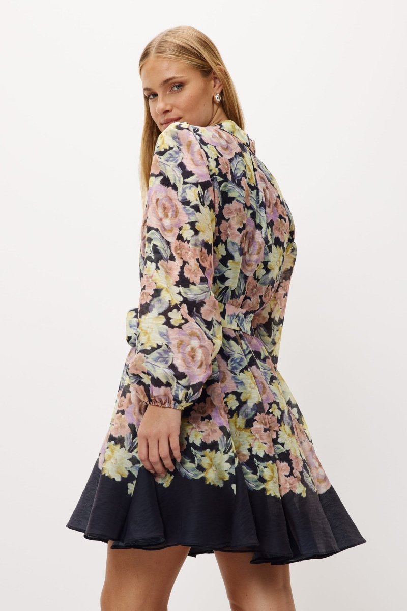 Aza - Minivestido acampanado estampado con cinturón