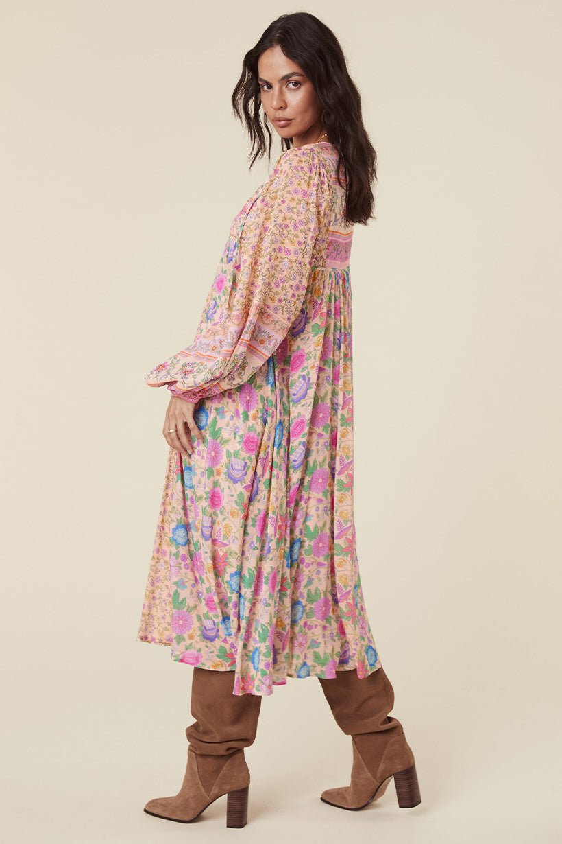 Milba - Vestido campesino midi con estampado