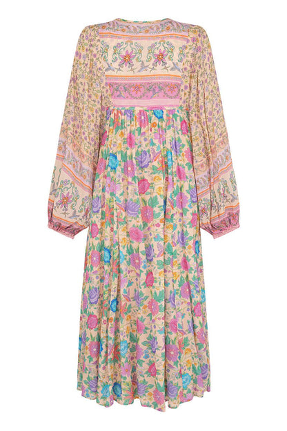 Milba - Vestido campesino midi con estampado