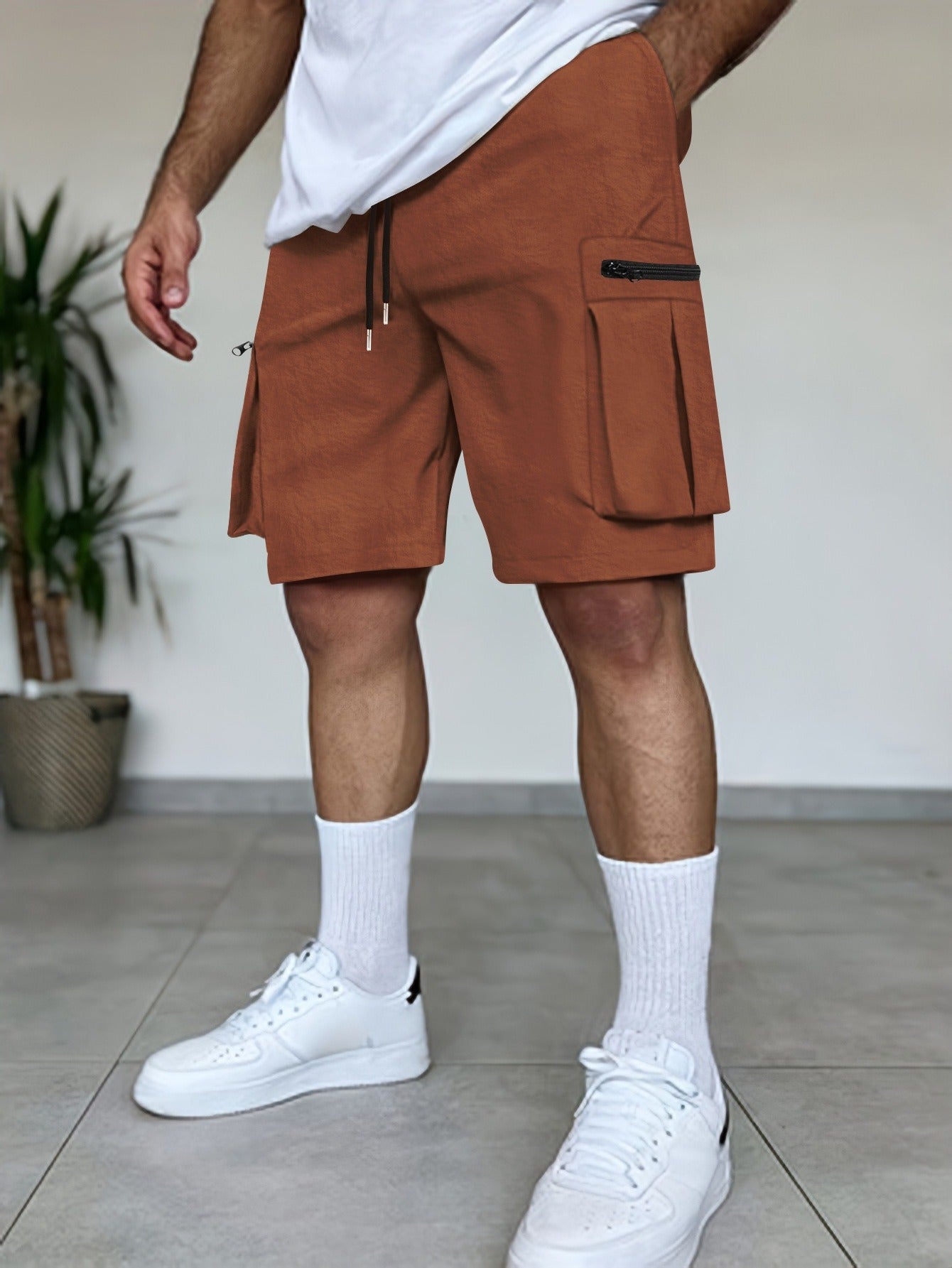 Pantalones cortos cargo hombre bolsillos utilitarios color terracota - Dakar