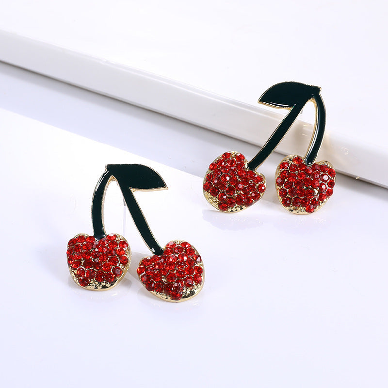 Pendientes Mujer Cereza Roja Cristales Verano - Anika