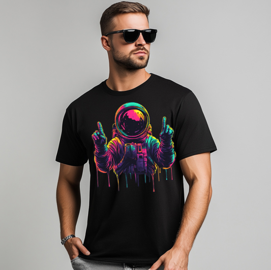 Camiseta para hombre de algodón estampado gráfico astronauta estilo casual - Dorian