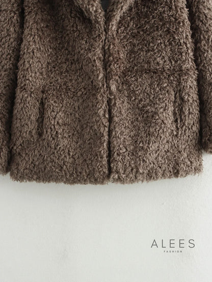 Abrigo de mujer fleece con solapa ancha - Daria