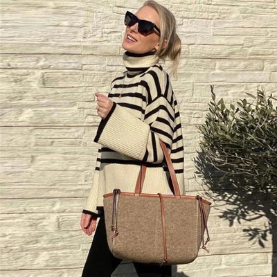 Brenda - Jersey de rayas y cuello alto