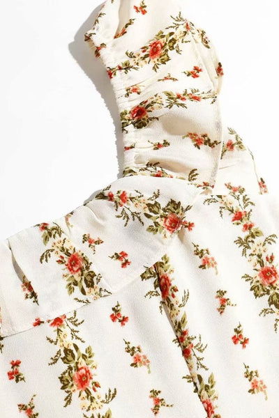 Leni - Vestido midi estampado con abertura y tirantes de volante