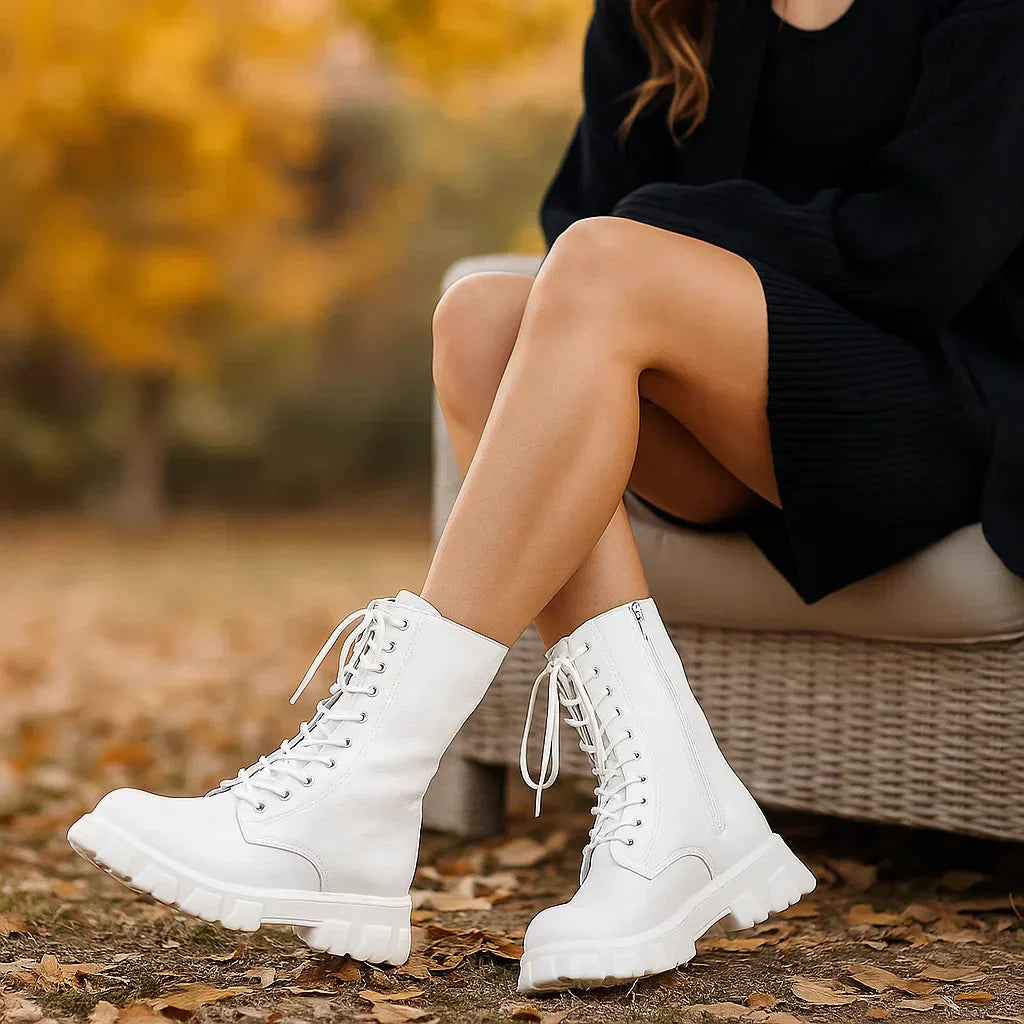 Botas mujer cordones estilo militar suela gruesa - Daniela