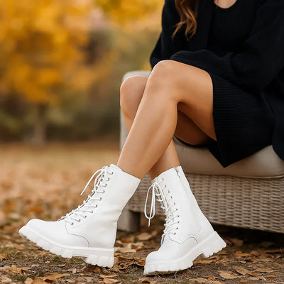 Botas mujer cordones estilo militar suela gruesa - Daniela