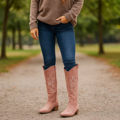 Botas mujer caña alta estilo cowboy tacon ancho - Stilla