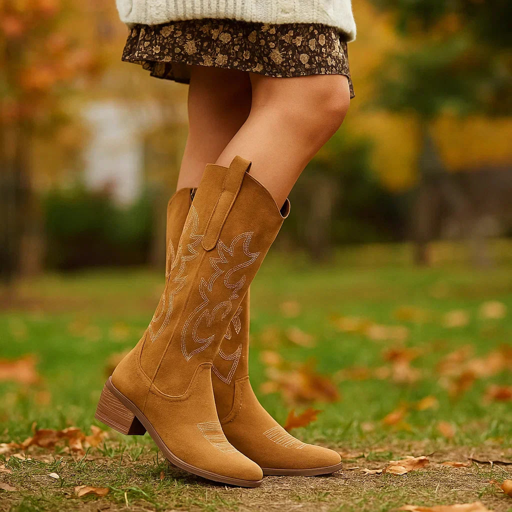 Botas mujer caña alta estilo cowboy tacon ancho - Stilla