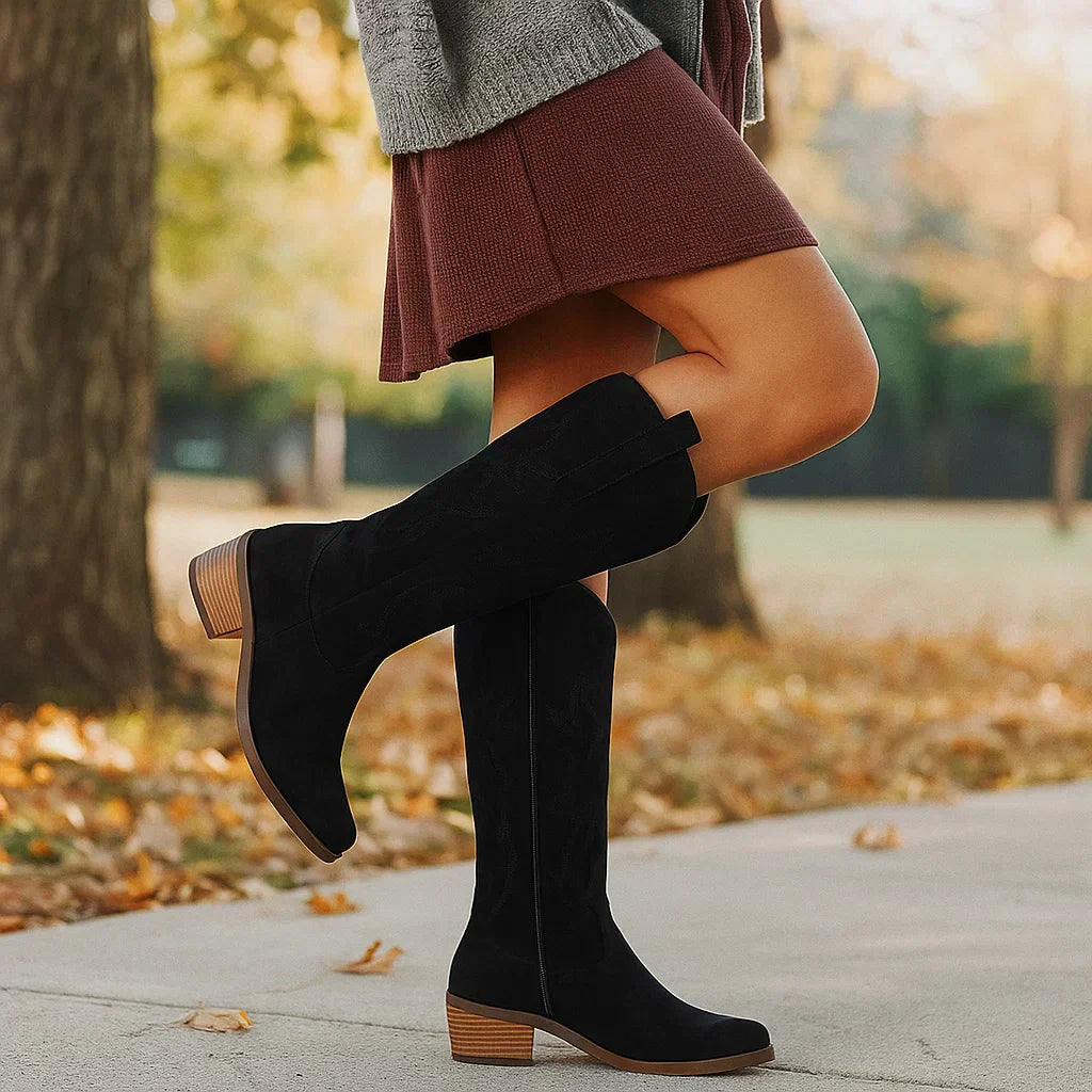 Botas mujer caña alta estilo cowboy tacon ancho - Stilla