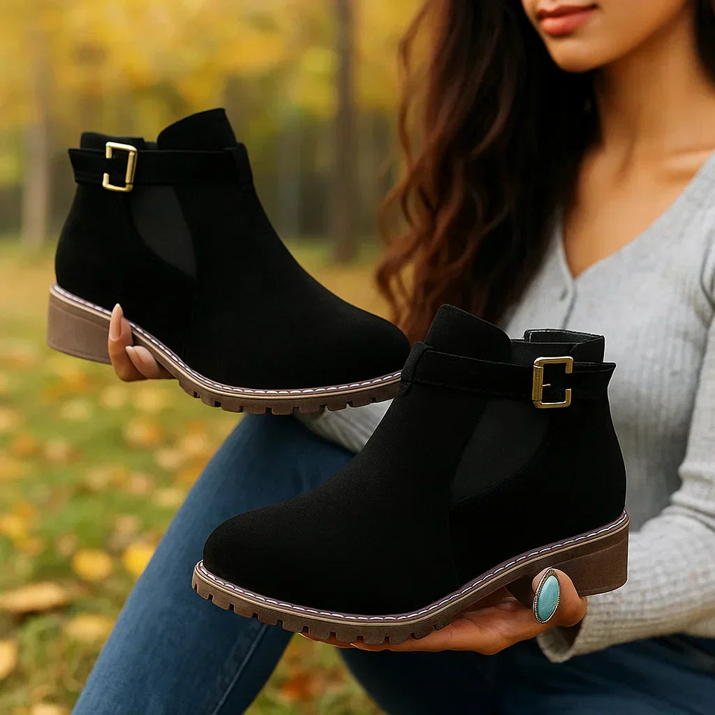 Botas mujer caña baja hebilla lateral suela resistente - Teresa