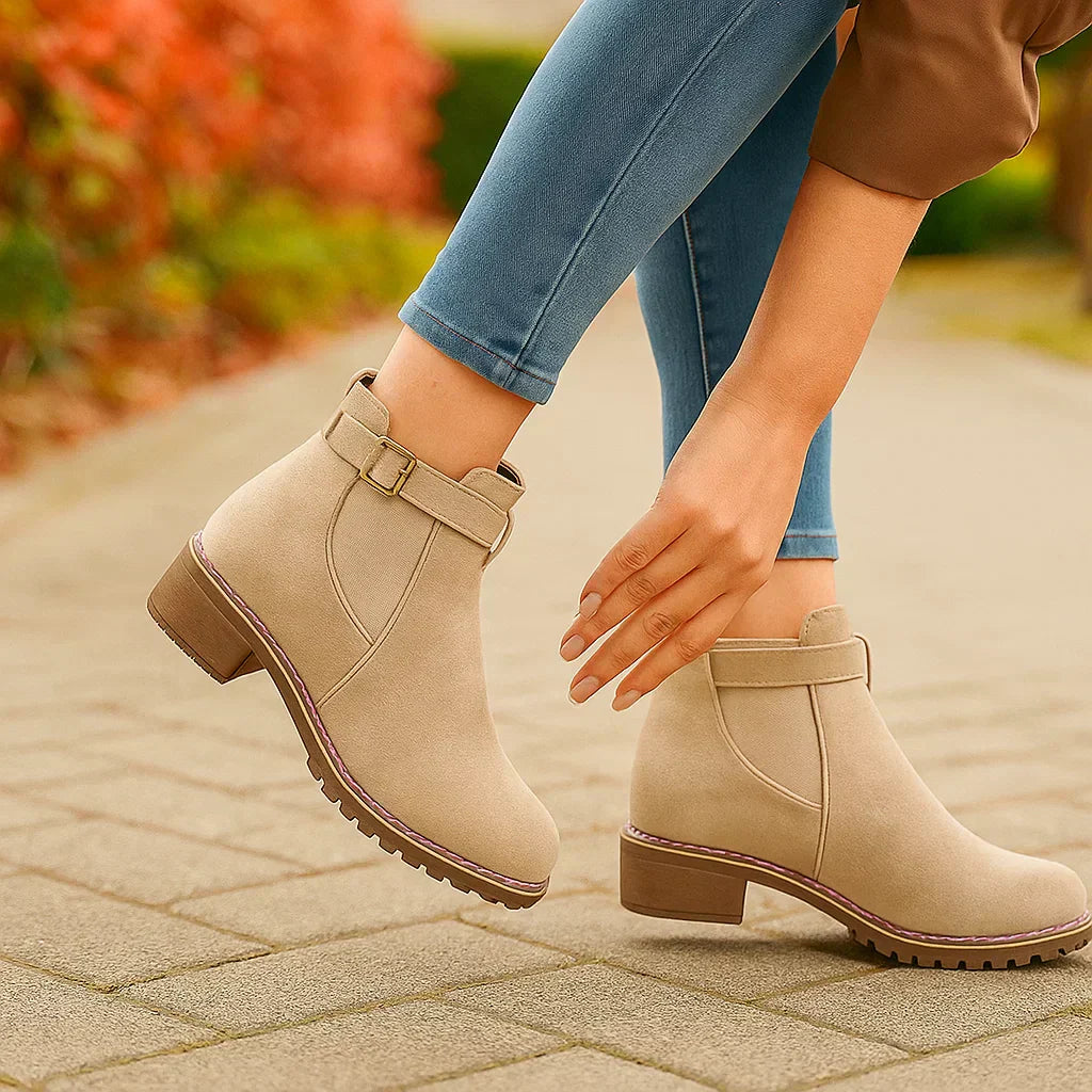 Botas mujer caña baja hebilla lateral suela resistente - Teresa