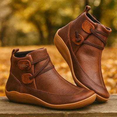 Botas mujer caña baja diseño minimalista cierre velcro - Isa