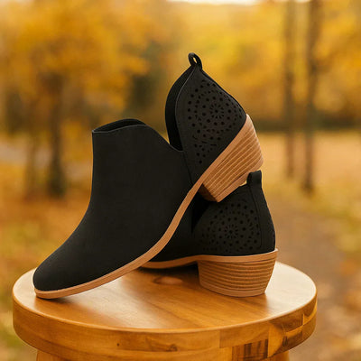 Botas mujer caña baja diseño calado tacon bajo - Felicia