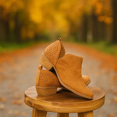 Botas mujer caña baja diseño calado tacon bajo - Felicia