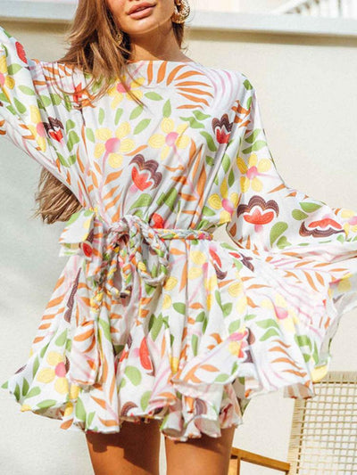 Nicole - Mini vestido estampado con cuello redondo