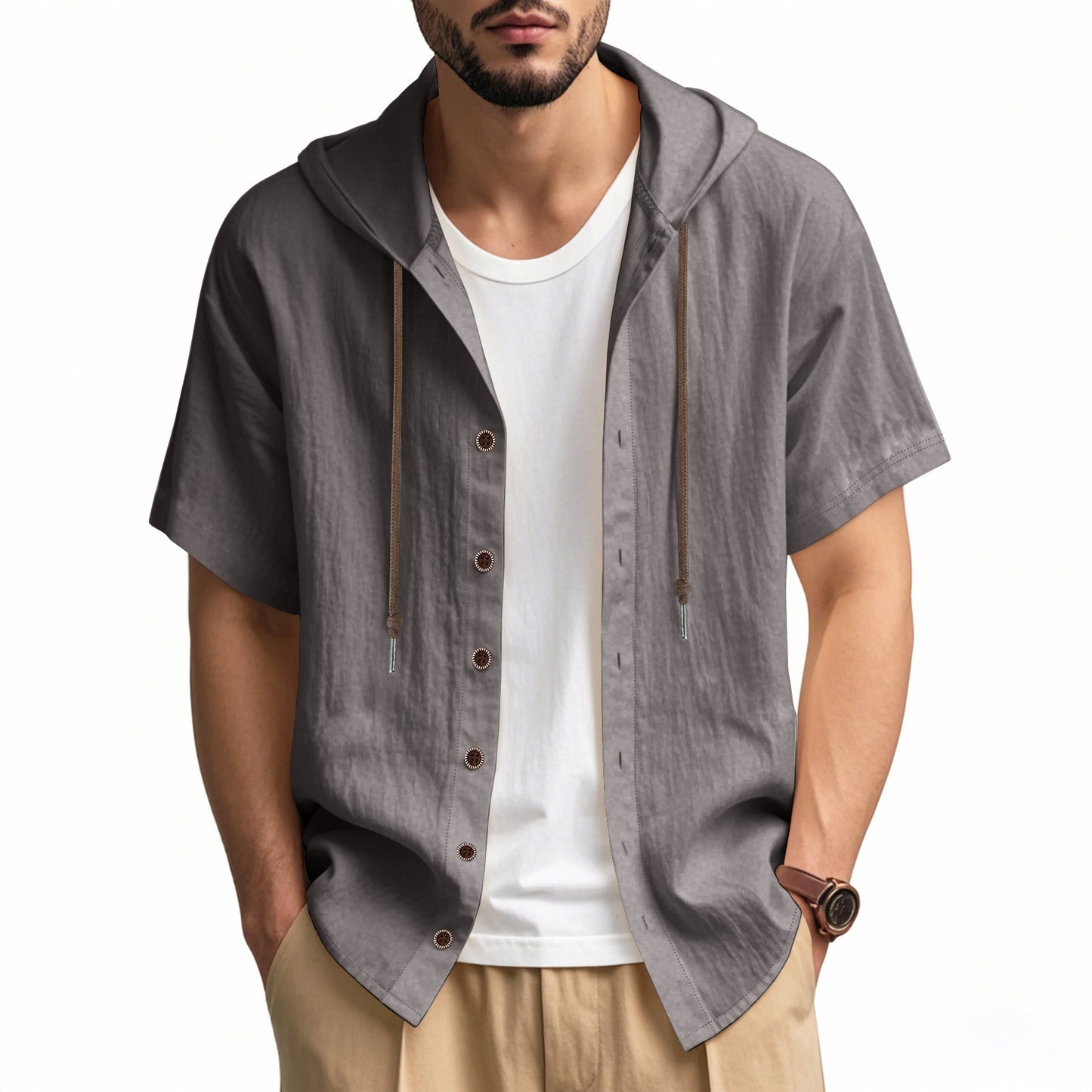Camisa casual hombre con capucha algodón estilo relajado - Elías