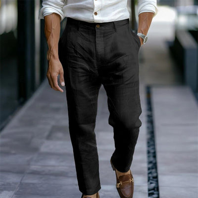Pantalón hombre lino recto blanco estilo casual elegante - Adriano
