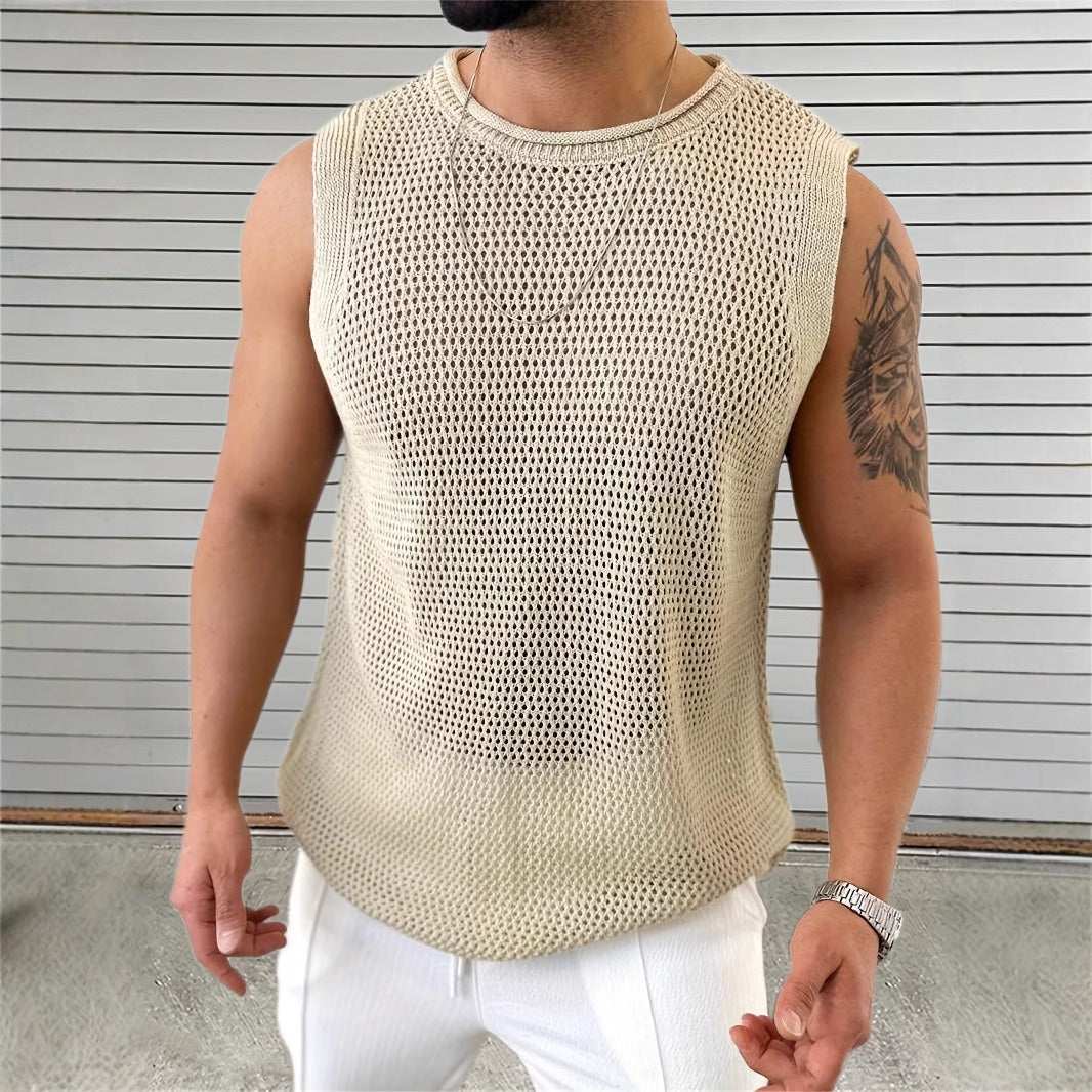 Chaleco sin mangas hombre tejido calado estilo urbano - Elías